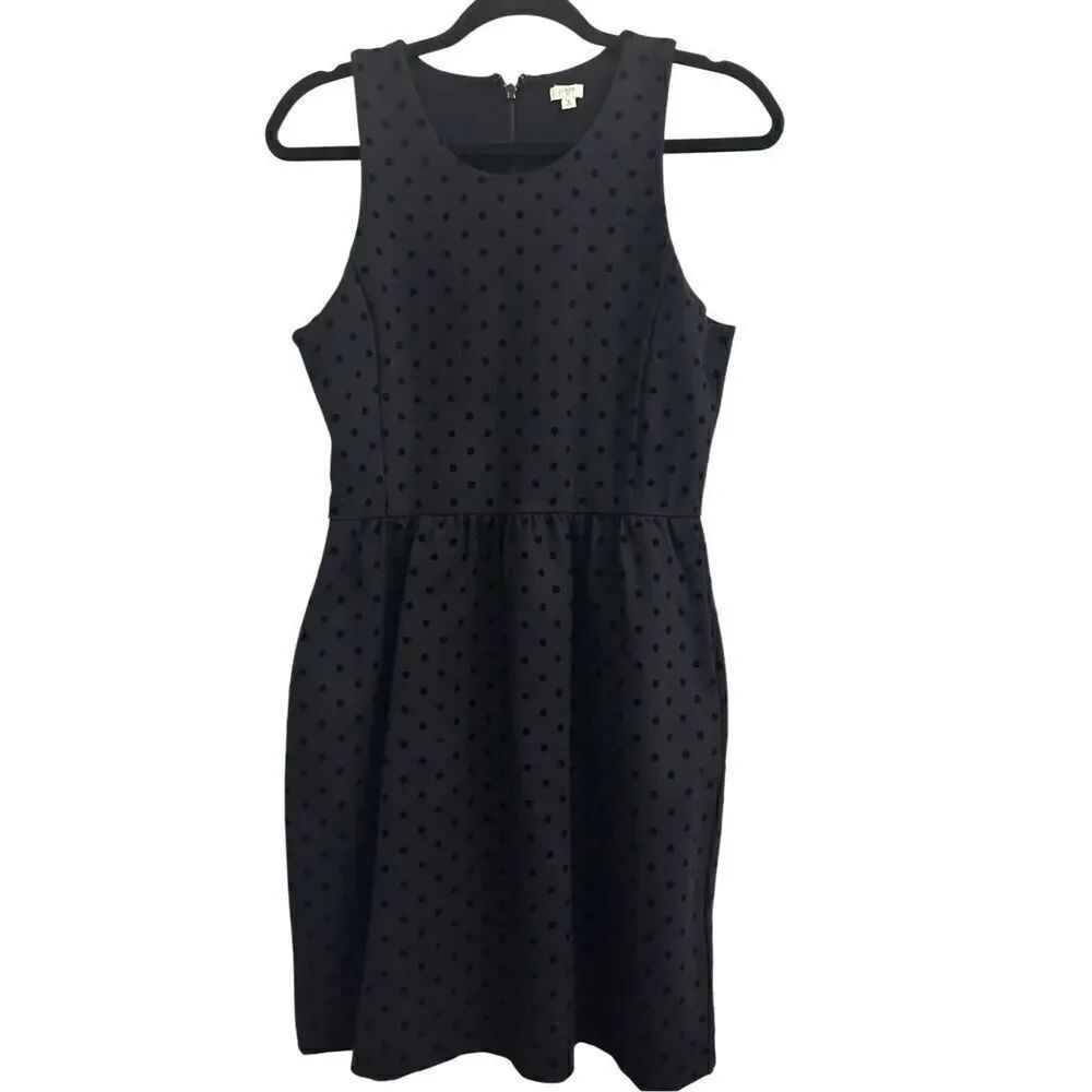 J. Crew women's mini dress with velvet flock polka dots size Small navy stretchy